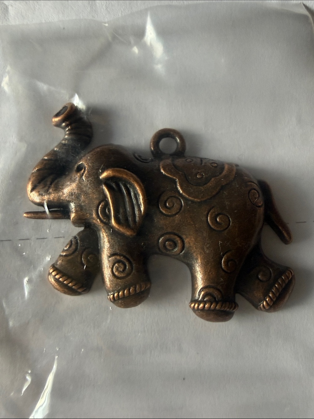 Decorative Bronze Elephant Charm - Brown
